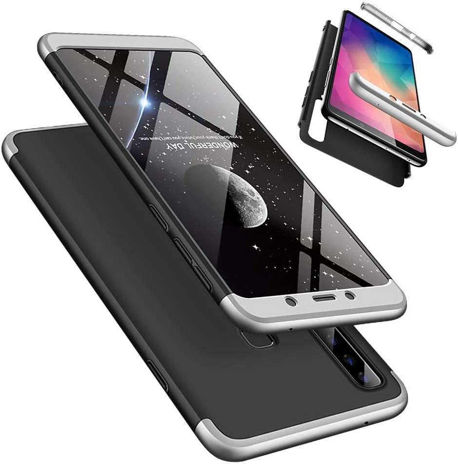 Samsung Galaxy A9 (2018)/A9 Star Pro/A9S Case,Laixin 360° Full-Cover PC 3 in 1 Protective Shell with [Screen Protector] Anti-Scratch Ultra Thin Bumper (Silver & Black)