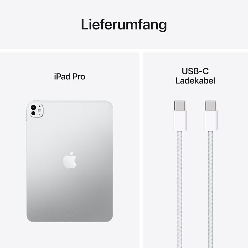 11" iPad Pro M5, 2 TB: Ultra Retina XDR Display – Nanotexturglas, 12 MP Querformat Frontkamera/12 MP Rückkamera, LiDAR Scanner, WLAN, Batterie für den ganzen Tag – Silber
