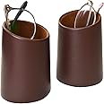 Bleiou 2 Pack Eyeglasses Holder PU Leather Glasses Stand Case Holder for Desks or Nightstands