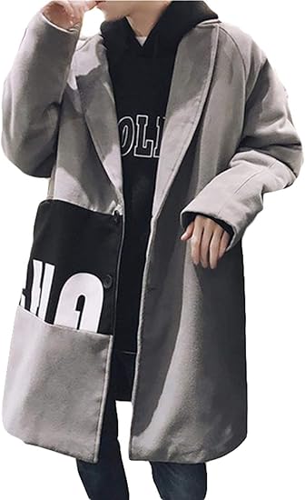 Amazon Bscoolメンズコート チェスター ゆったり 長袖 ロングコート 秋 冬 ラシャコート オーバーサイズ 韓国ファッション スプリング コート 原宿系 黒 グレー コート ジャケット 通販