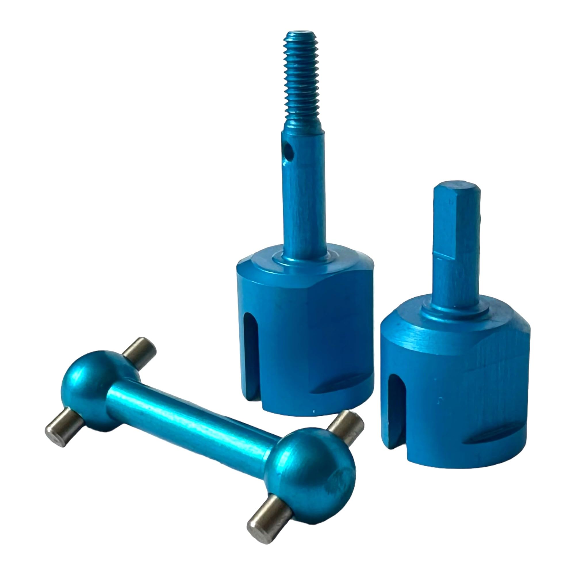 PrecisionGeek Blue Anodised Aluminium Wheel Axle's and Dog BoneSet for Tamiya TT01/TT01E/TT02 – DIY RC Touring Car Drivetrain Upgrade — image 1