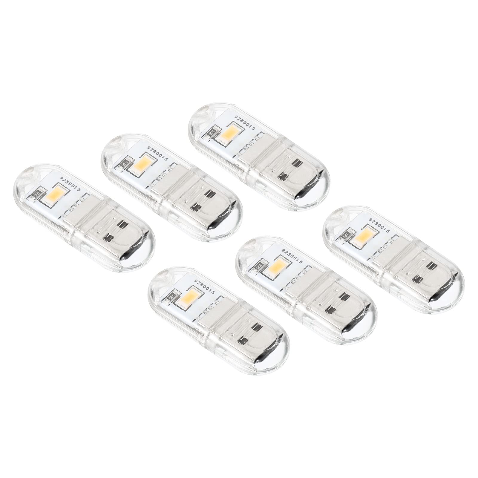 PATIKIL USB Night Light, 6 Pack Portable Plug-in Mini LED Lamp Stick 2 Beads for Home Decor Reading Sleeping Camping, Warm White