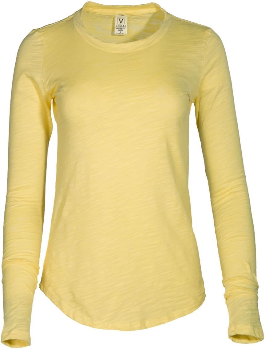 Venley Women's Athlesiure Slub Layering Long Sleeve T-Shirt