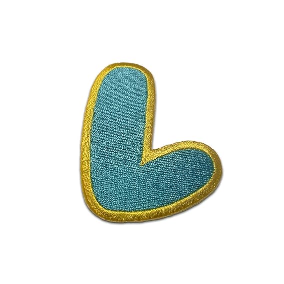 Buchstaben Aufnäher/Aufbügler blau - Komplettes Alphabet einzeln auswählbar, Alphabet/Buchstabe:Buchstabe L - 6.3x4.6cm