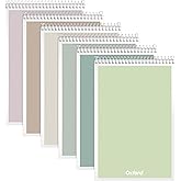 Oxford Steno Spiral Notebooks, Top Bound Steno Pads, 6x9 Inches, Gregg Ruled for Lists, White Paper, Asst. Neutral Covers, 80 Sheets, 6 Pack (1007113)