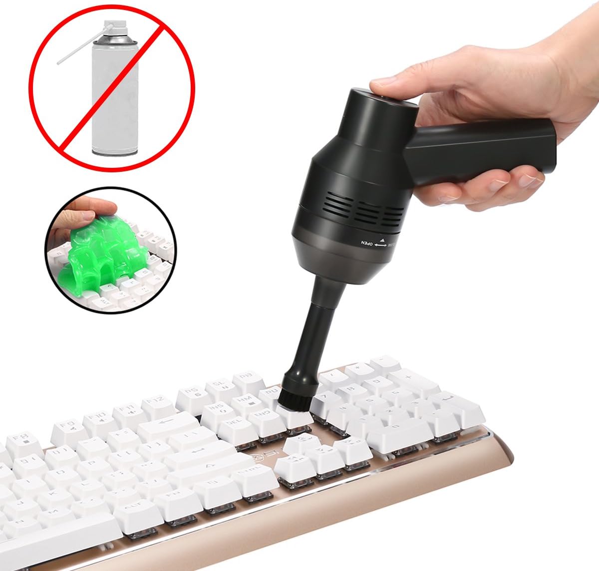 MECO Keyboard Cleaner with Cleaning Gel Rechargeable Mini Vacuum