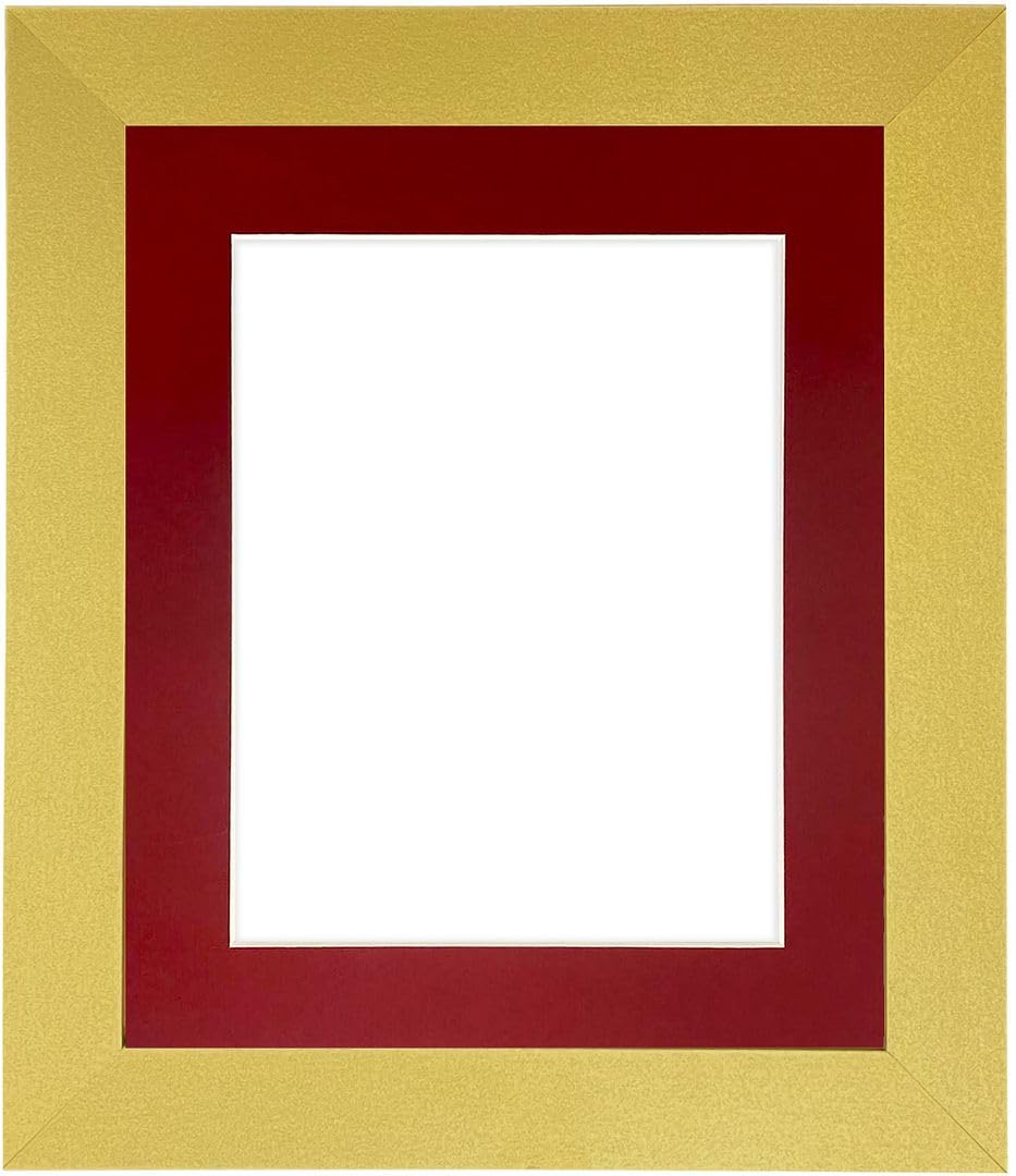 FRAMES BY POST Metro Picture Photo Frame Gold with Red Mount 20 x 16 Inch Image Size 40 x 30 cm Plastic Glass
