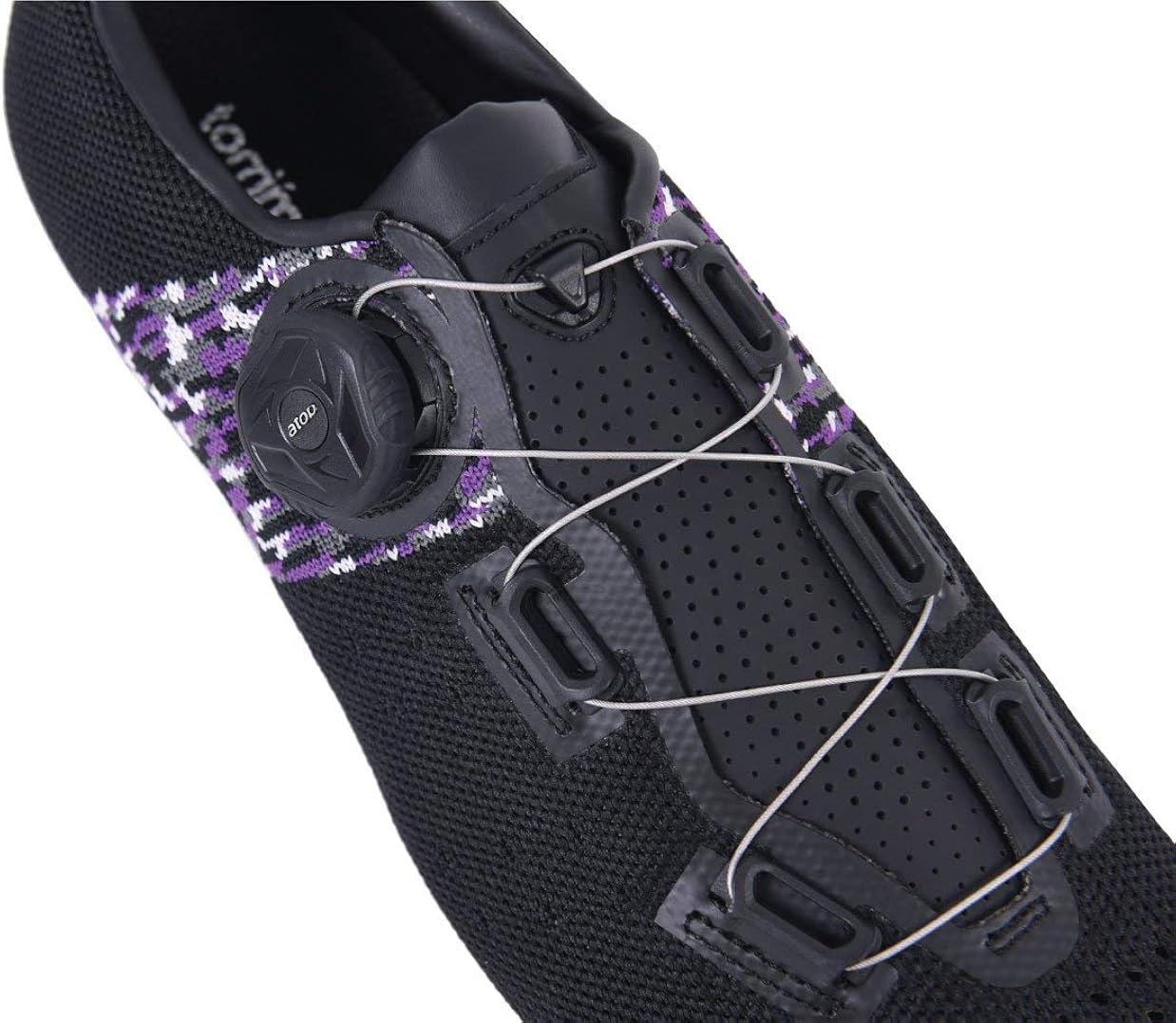  | Tommaso Pista Aria Elite Knit Quick Lace Women's Indoor Cycling Ready Cycling Shoe and Bundle with Compatible Cleat, Look Delta, SPD - Black, Purple | Cycling