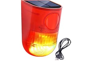 DINOWIN Keeda Solar Warning Light Sensitive Strobe Security Alerts LED Warning Lamp Solar Motion Sensor Alarm Yard Day Mode + Night Mode
