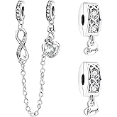 Doyafer 925 Sterling Silver Infinite Love Clips Charms Safety Chain Set Infinite Bead Chain Charms For Bracelets Women Beads Friends family