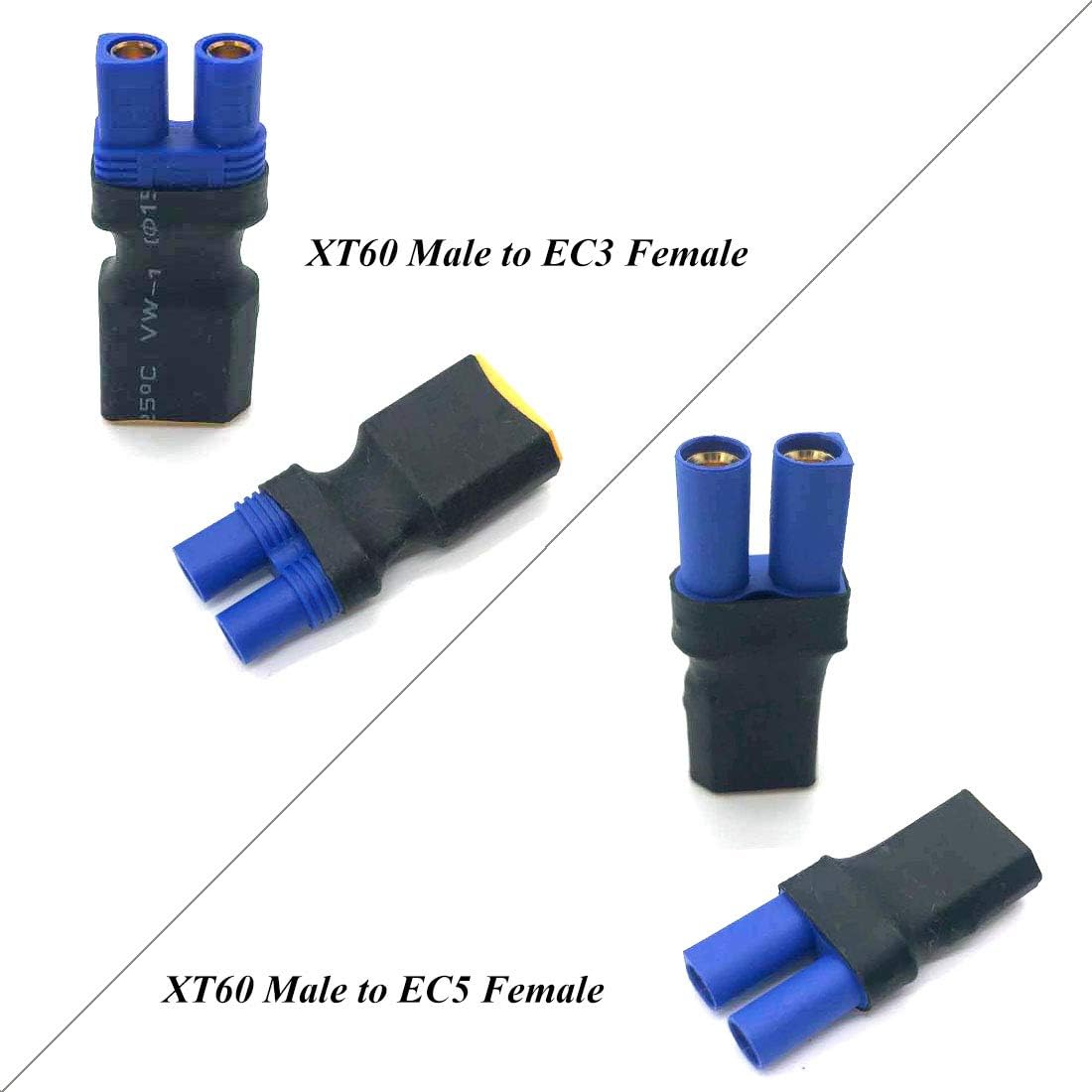 FLY RC 4PCS Male XT60 Plug to EC5 Deans T Traxxas TRX EC3 Female Connector Wireless Converter Adapter for RC Lipo NiMH Battery Charger ESC - Image 5