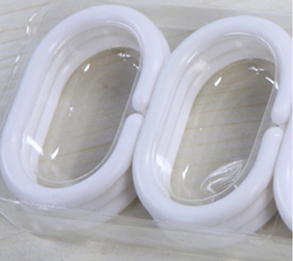 Waterproof Shower Curtain, Mildew-Free Bathroom Curtain with Plastic 12 Hooks, Polyester Fabric, Width 180 x Length 200 cm (Black)