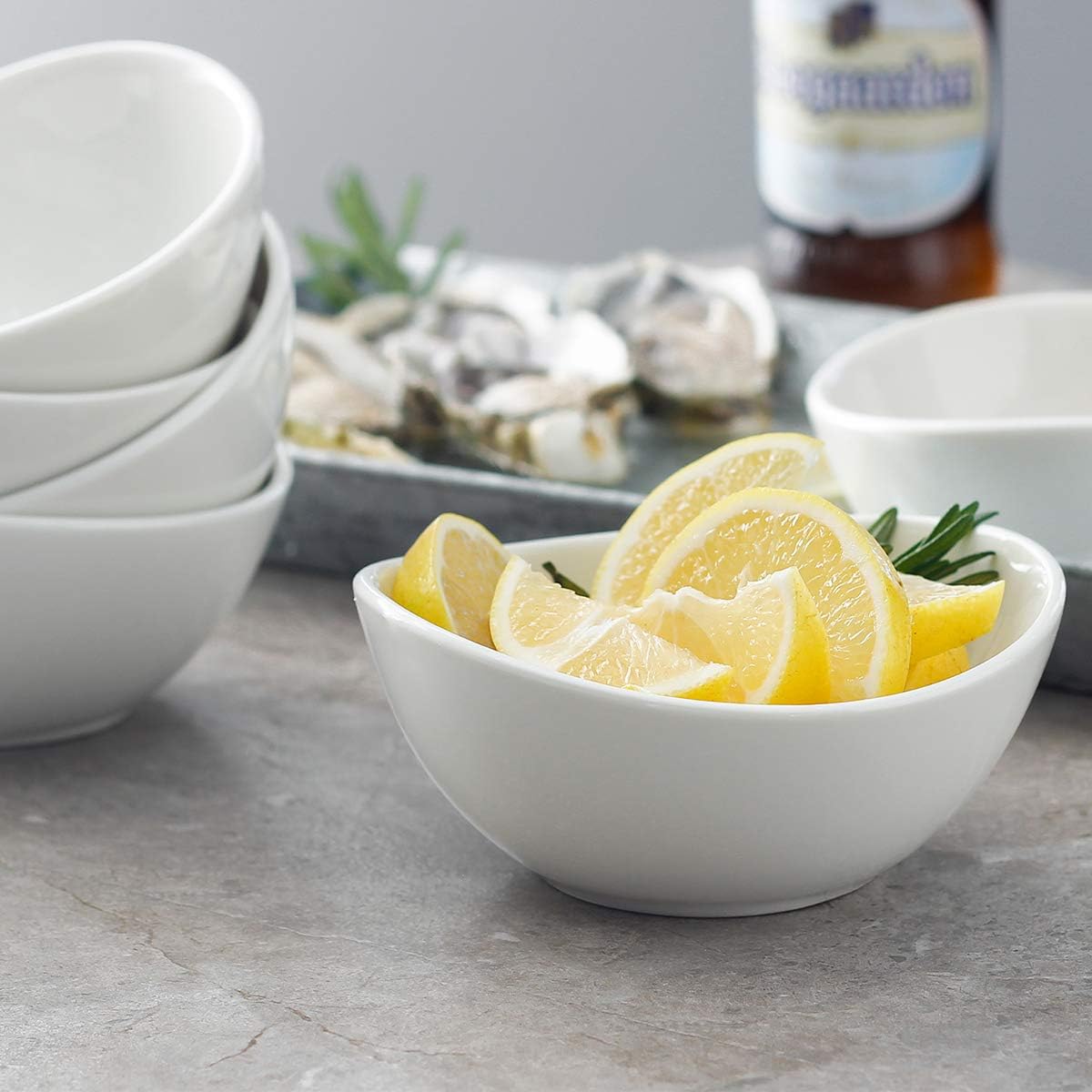 Sweese 101.001 Porcelain Bowls - 10 Ounce for Ice Cream Dessert, Small Side Dishes - Set of 6, White: Kitchen & Dining