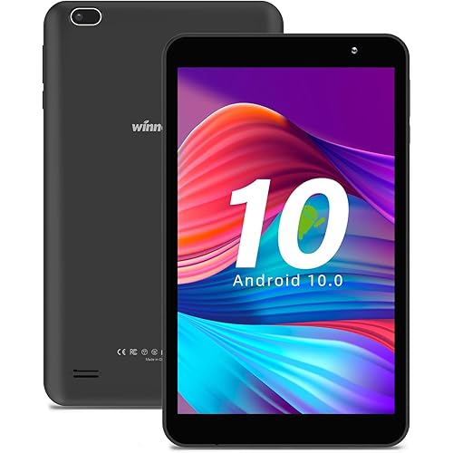Tablet 8-Inch Android 10.0 - Quad Core Processor 32GB Storage HD IPS Display Gravity Sensor Dual Camera Bluetooth WiFi GPS FM Winnovo M8 (Black)