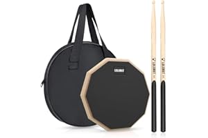 LOLUNUT 12 Inch Silent Drum Pad,Dumb Drum Beginner Rubber Practice Pad,with 5A Drum Sticks & Storage Bag(Black)