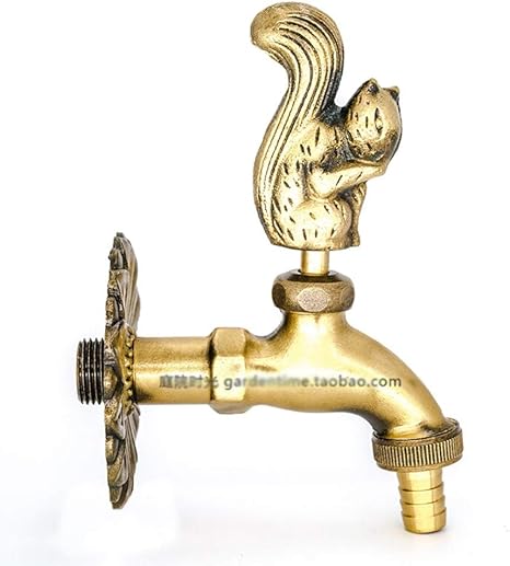 Ibalody Squirrel Decorative Antique Brass Garden Outdoor Faucet