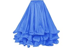 BellyLady Belly Dance Skirt Halloween Tribal Chiffon Tiered Maxi Full Skirt 37.8 Inch Length