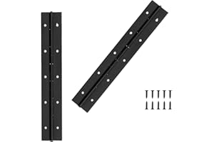 Yeecheng 2PCS Black 10-Inch Heavy Duty Stainless Steel Piano Hinge,2" Open Width Continuous Piano Hinges for Wood Furniture Tool,Piano Cabinets, Includes Pre-Drilled Holes and Screws.