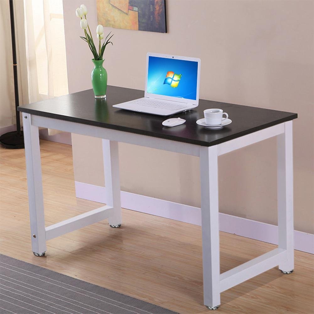 Yaheetech Modern Black Wood Computer Desk Home Office Metal Frame
