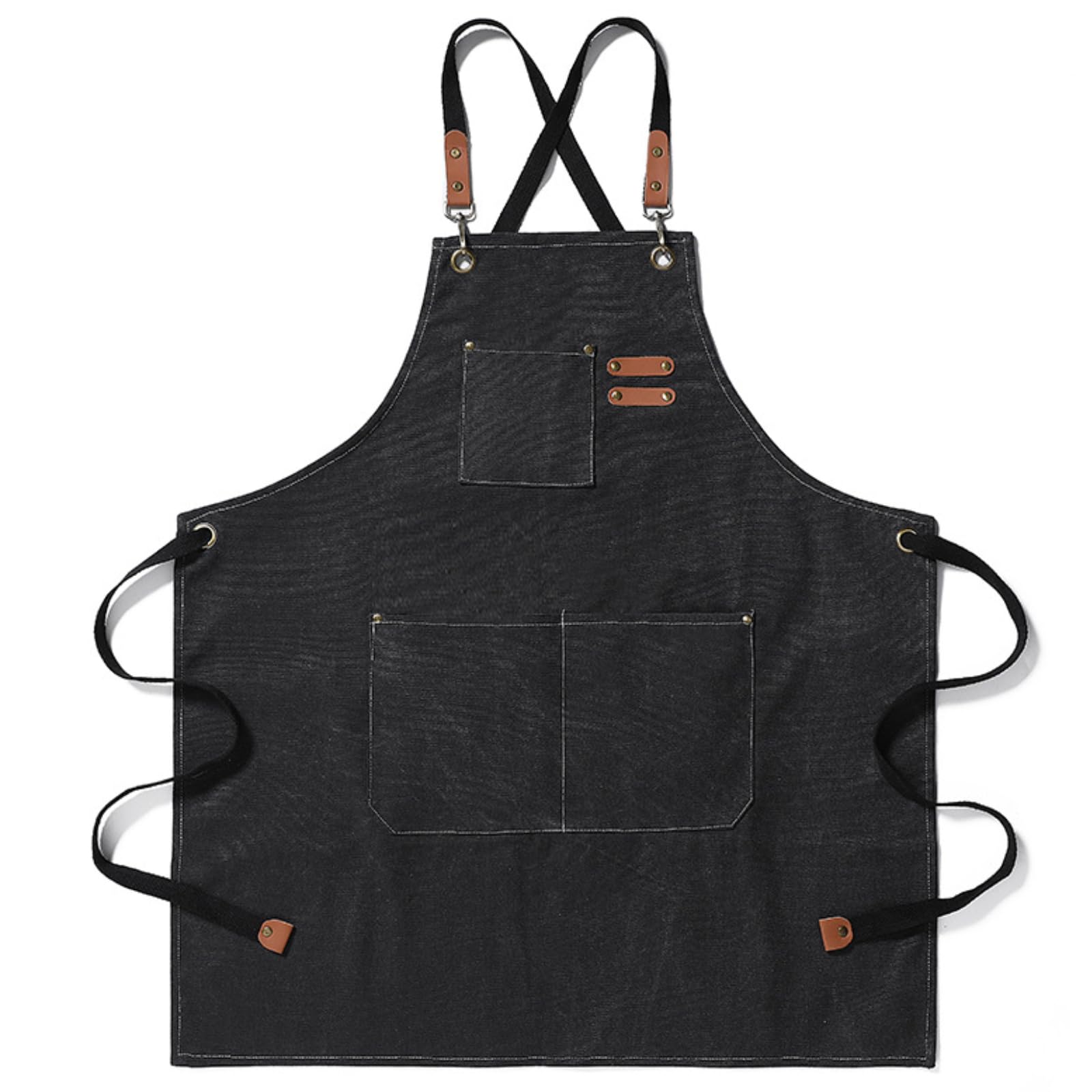 Cosymate Work Canvas Apron with Pockets for Men, Heavy Duty, Resilient, Waterproof, Adjustable Tool Apron for Craft Workshop, Garage, Garden, Black