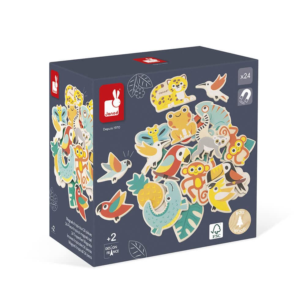 Janod - Set of 24 Tropik Tropical Magnets - Wooden Early-Learning Toy - Magnetic Toy - Fine Motor Skills and Imagination - FSC-Certified - 2 Years + - J08274 — image 1