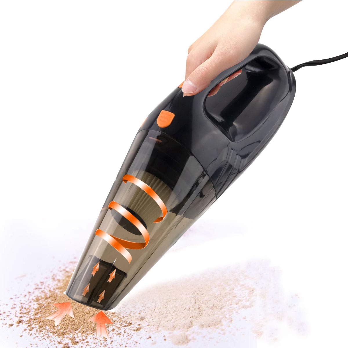 KULUSSY Car Vacuum Cleaner, Handheld Auto Vacuum of High Power Wet & Dry Car VAC Stainless Steel Strong Suction Mini Size DC 12-Volt 16.47ft(5M) Power Cable with a Carry Bag By