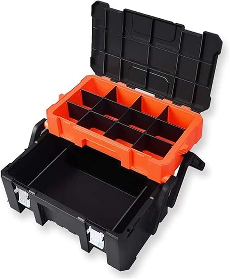 GOVD Caja de Herramientas de plástico, Caja de almacenaje Que traba la