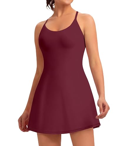 Womens Tennis Dress with Built in Shorts and Bra Workout Dress Golf Athletic Dress for Women Black : Clothing, Shoes & Jewelry
