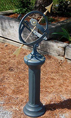 BestNest Rome Sunburst Armillary Sundial and Roman Pedestal