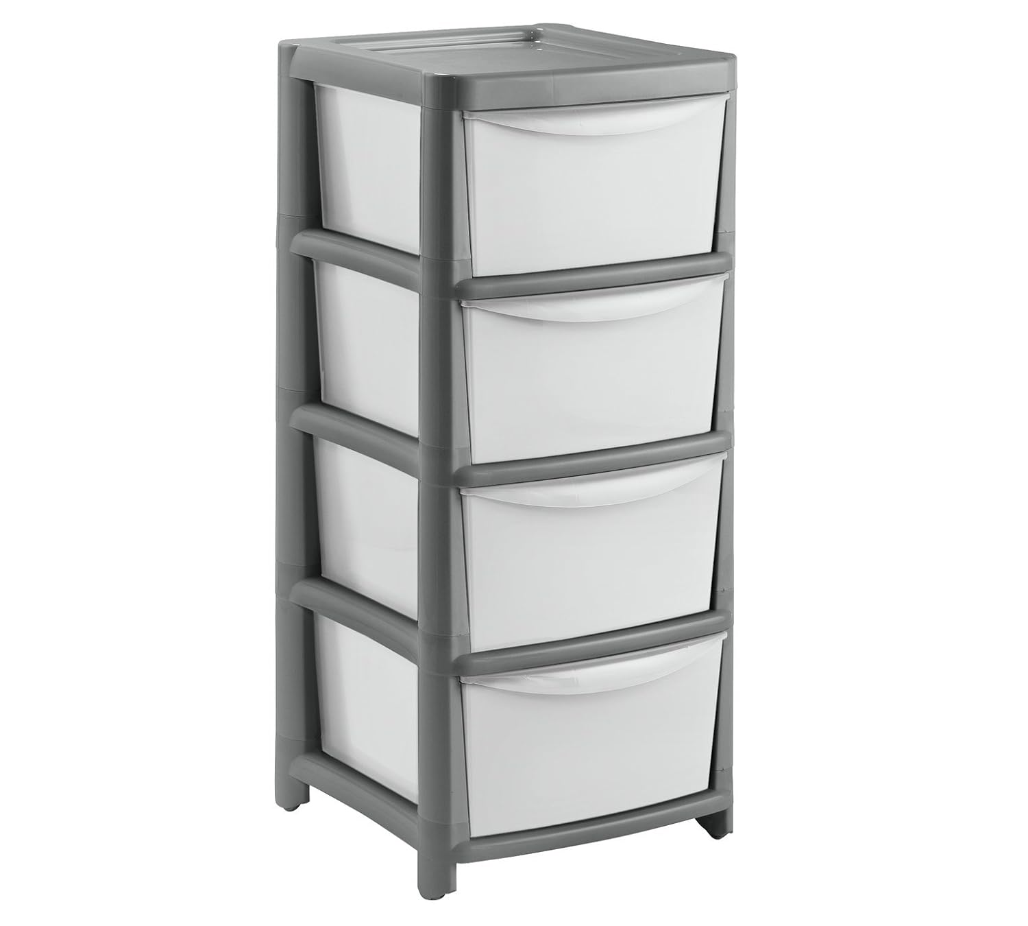 Home Office Plastic 4 Drawer Storage Tower White And Grey