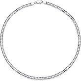 BIYONGDE Tennis Necklace 3.0mm Round Cubic Zirconia Cut Faux Diamond Tennis Chain Pendant for Women and Men, Sparkly Shining