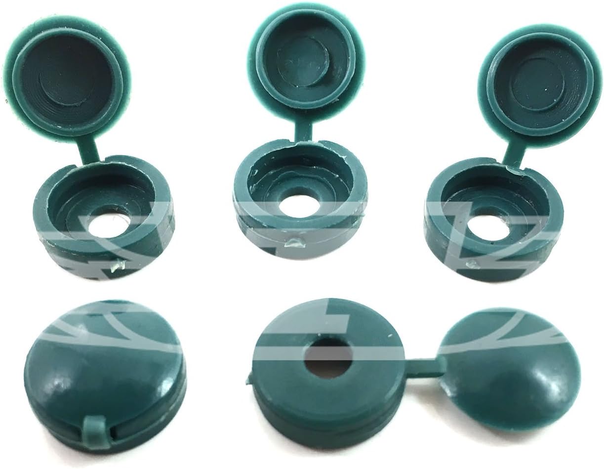 50 x Green, Small Plastic HINGED Screw Cover CAPS Select Your Colour