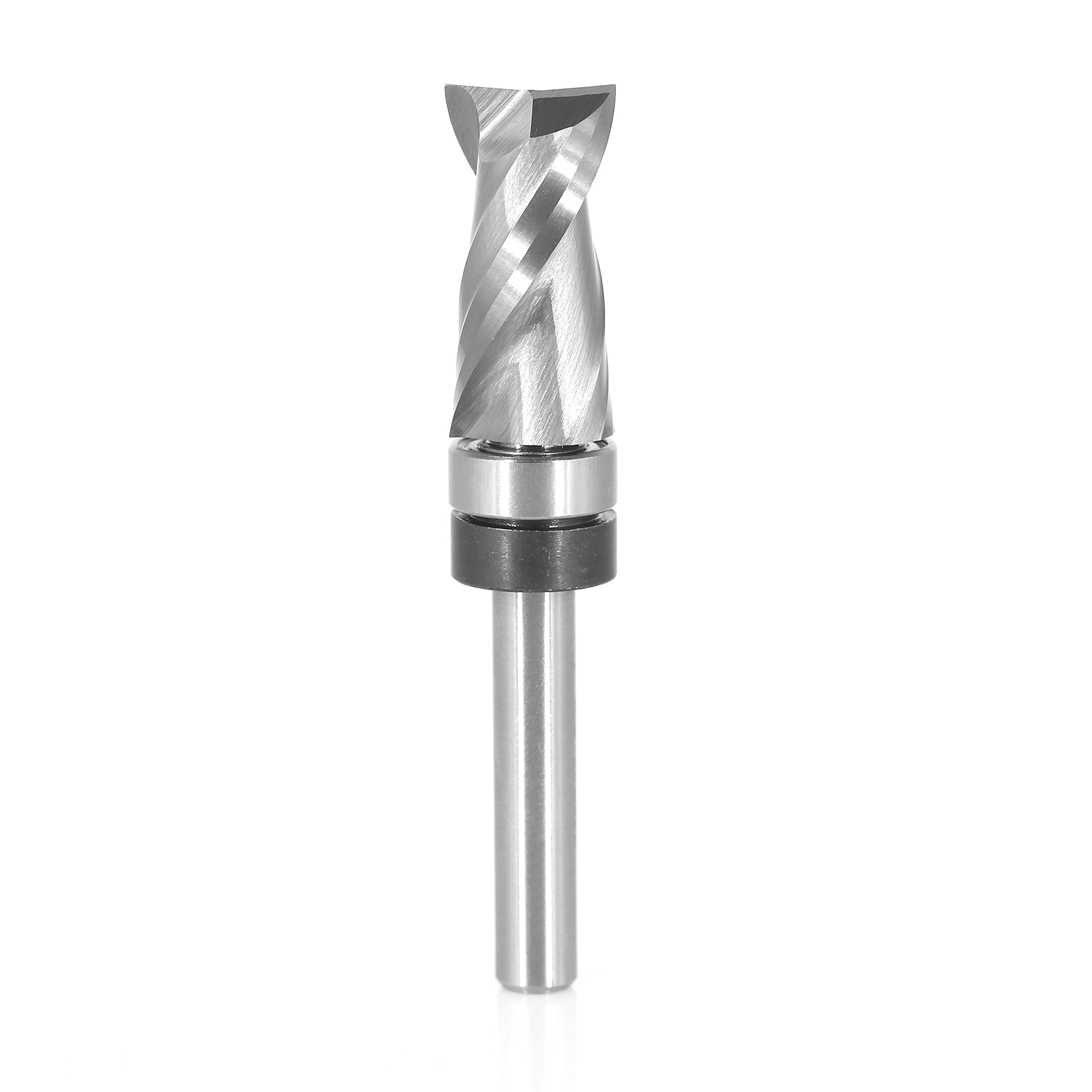 Sinoprotools Solid Carbide Spiral Flush Trim Router Bit, 1/4 Inch Shank Top Bearing Flush Trim Router Bits for Wood Standard Flush Trimming,Up-Cut 1/4"X1/2"X1-1/8"X2-3/4"(1 Bits) — image 1