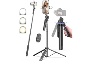 Yeaki 71" Phone Tripod,Tripod for iPhone with Fill Light and Rechargeable Remote,Aluminum Selfie Stick Phone Stand Compatible with Cell Phone/Camera/Ring Light/DJI/GoPro