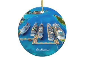 DEVONART The Bahamas Ornament, 3" Ceramic Double Sided Christmas Ornament City Travel Souvenir, Round Hanging Pendant Ornaments, Gifts for Xmas Holidays, Landscape Travel Memorable Ornaments for Home Decor