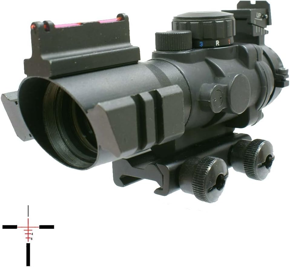 TUFF ZONE Tactical 4X32 Red/Green/Blue Illumination Scope With Fiber Optic Sight *** Rapid Range Reticle ***