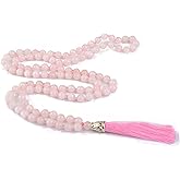 KIKILA Mala Beads 108 Natural Stone GemStones Japamala Yoga Meditation Hand Knotted Beaded Tassel Necklace for Women Men