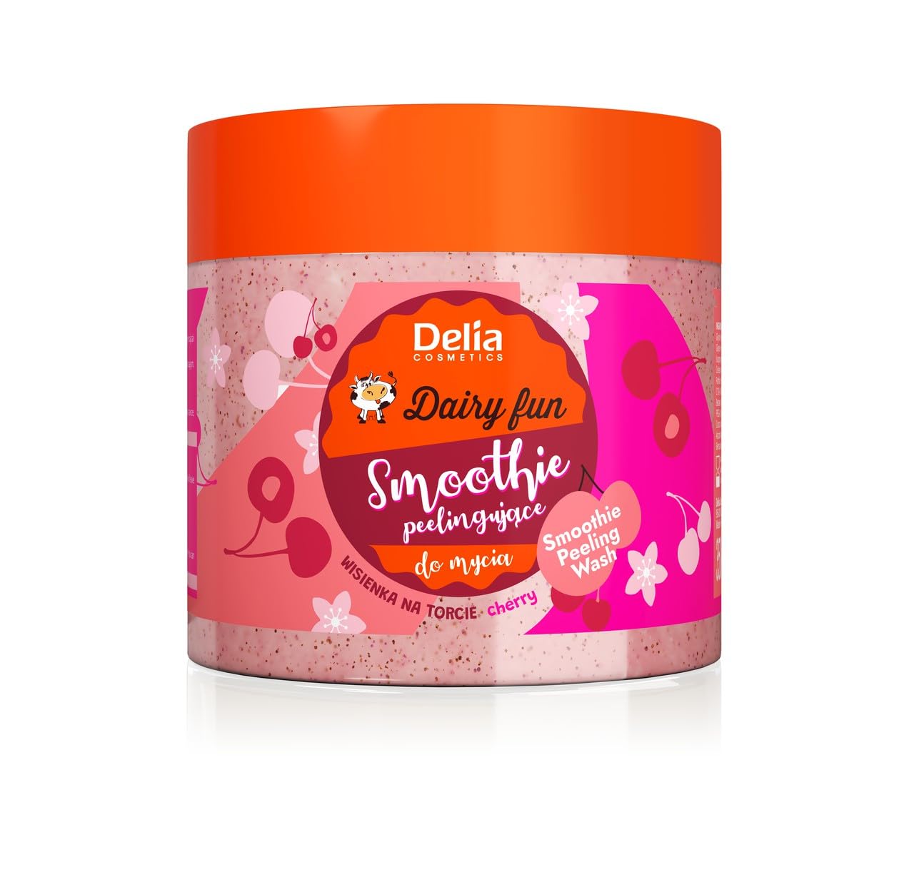 Delia Cosmetics - Dairy Fun - Body Peeling Smoothie - Washes & Refreshes - Exfoliates & Smoothes - Moisturizes, Nourishes, Firms - Intense Scent of Juicy Cherry - Natural Extracts - Body Scrub - 350g