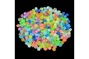 Muzero Glow in The Dark Stones, 100pcs Glowing Rocks Luminous Stone for Vase Fillers Fish Tank Aquariums Rocks Fake Jewels Crysetal Plastic Jewels Gem Pebbles Decorations Powered by Light or Solar