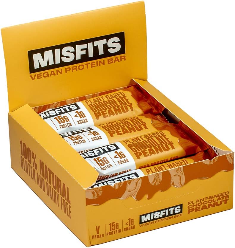 Misfits PlantPowered Protein Bar 15g Protein, 1g Sugar, Vegan