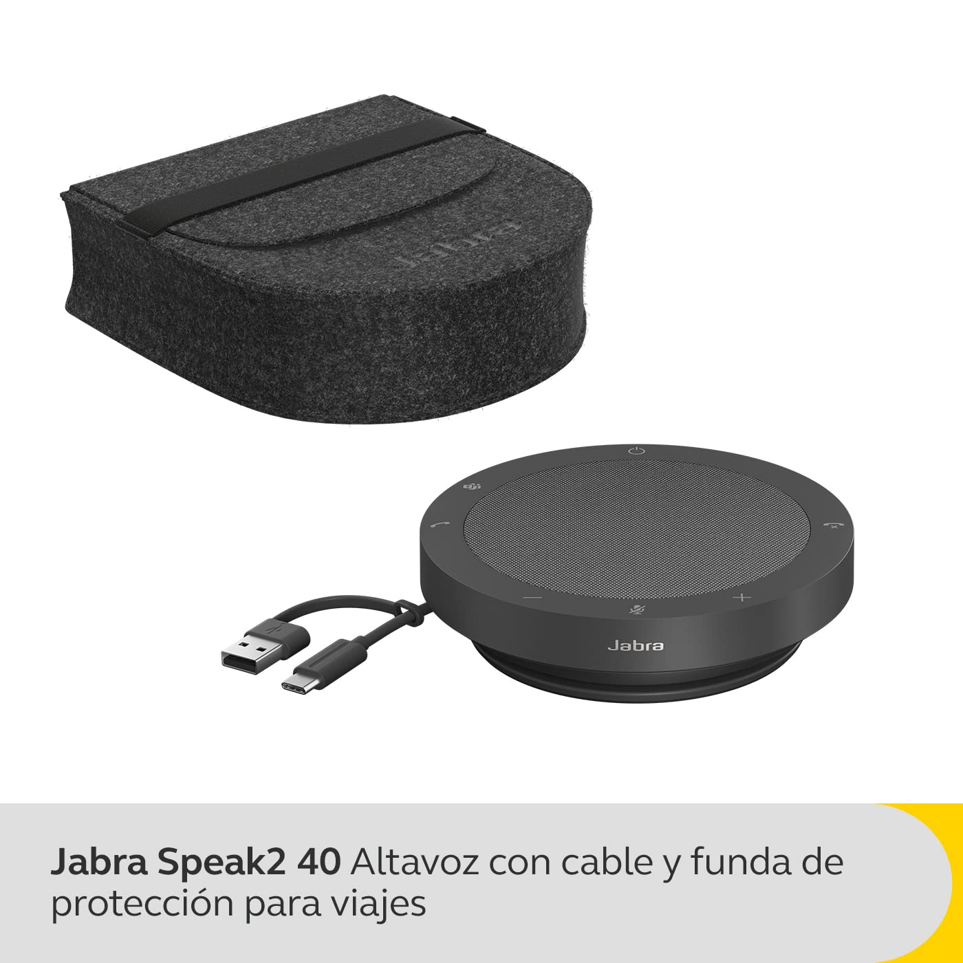 Jabra Speak2 40 Tragbare Freisprechlösung, 4 Mikrofone mit Geräuschunterdrückung, 50 mm Breitband-Lautsprecher, mit USB-A und USB-C, für MS-Teams Zertifiziert, Dunkelgrau 2
