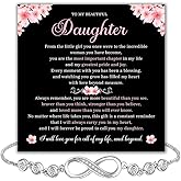 Mapileng To My Daughter – Forever Connected Infinity Bracelet from Dad with Loving Message in Elegant Gift Box, Meaningful Gift for Daughter on Birthday, Christmas or Wedding, Cubic Zirconia Jewelry