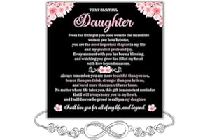 MAPILENG To My Daughter – Forever Connected Infinity Bracelet from Dad with Loving Message in Elegant Gift Box, Meaningful Gift for Daughter on Birthday, Christmas or Wedding, Cubic Zirconia Jewelry