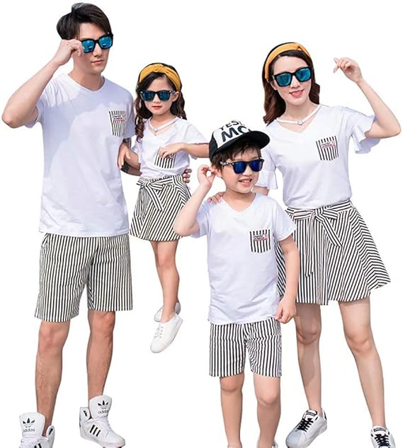 Amazon Japhot 親子ペア 親子お揃い 2点セット 家族お揃い ペアルック 半袖 Tシャツ スカート ショートパンツ セットアップ カップルお揃い 夏 韓国ファッション 海辺 リゾート お出かけ 旅行 Tシャツ カットソー 通販