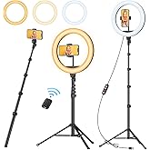 TODI 12" Ring Light with 63" extendable Tripod Stand, Selfie Ring Light with Phone Holder and Remote, 【2-in-1】 Dimmable LED R
