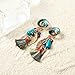 Colorful Bohemia Dangle Earrings Tassel Drop Beaded Ethnic Earrings For Women,Clip On,Green Resin