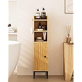 AEPOALUA Bathroom Storage Cabinet, Small Corner Floor Hutch with Door and Shelves, Narrow Toilet Paper Cabinet, Bathroom Organizer with Adjustable Shelf, for Toile、Small Spaces