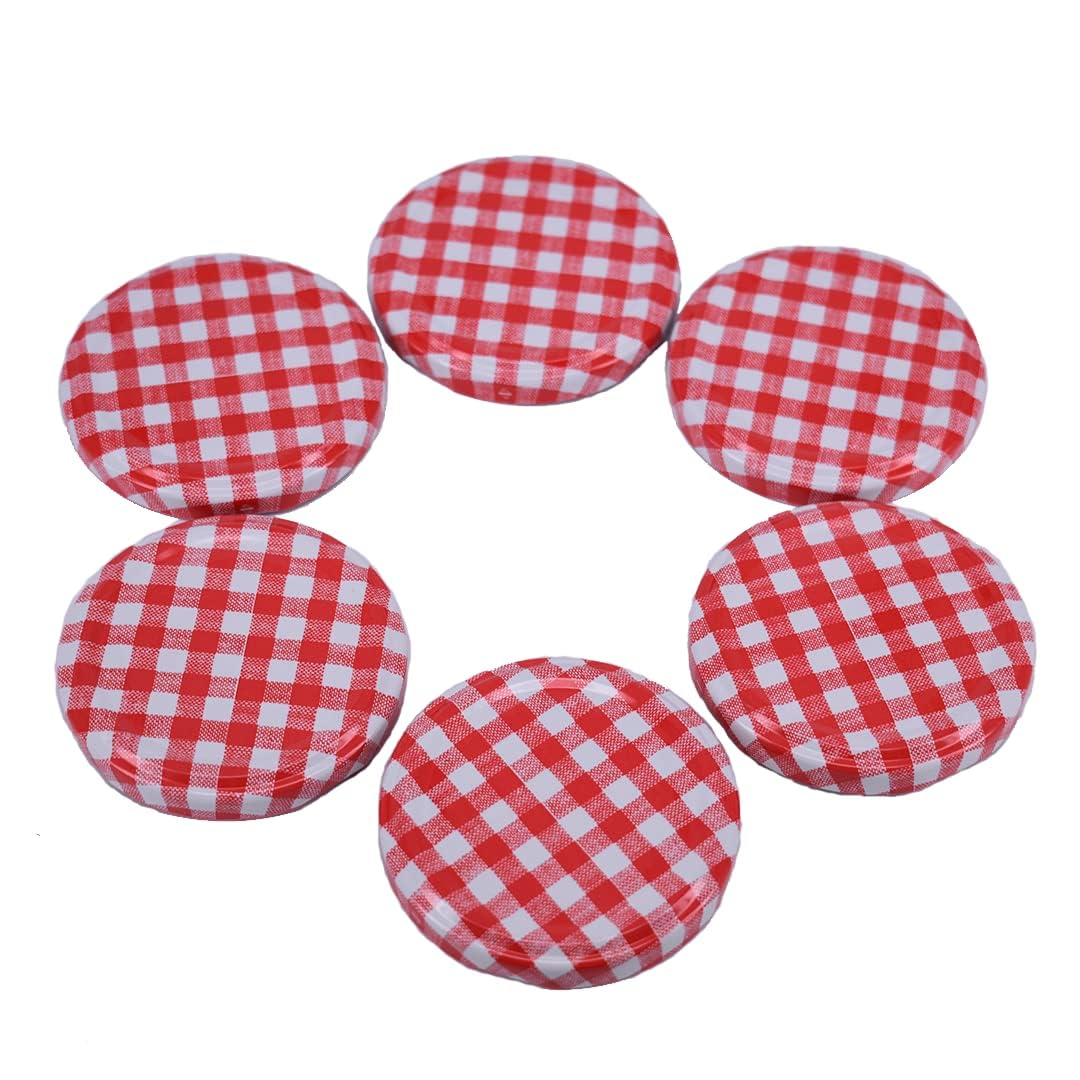 Nutley's 63mm Diameter Gingham Lid for Jam Jars - Red (Pack of 12)