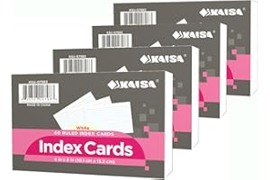 KAISA 4x6 Index Cards Flashcards 4"x6" Note Cards Ruled Index Card Lined Notecards, White 60 Sheet 4 Packs, KSU-07983