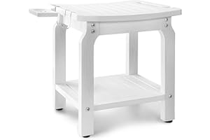ETECHMART HIPS Shower Bench Seat, Shower Stool for Inside Shower, Bathroom Bench with Storage for Shaving Legs, Waterproof Bath Chair（White）